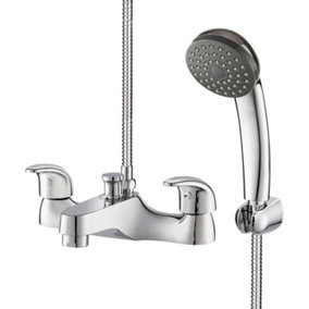 BATHWEST Bathroom Taps with Shower Waterfall Solid Brass Chrome Modern Dual Lever Bathroom Tub Filler Mixer Taps