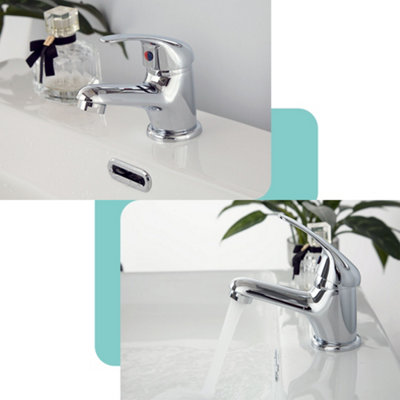 BATHWEST Chrome Brass Bathroom Basin Mixer Taps Monobloc Sink Mixer Taps Single Lever with Waste