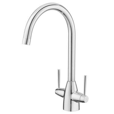 BATHWEST Kitchen Mixer Tap Dual Lever Swivel Spout Chrome Sink Taps ...