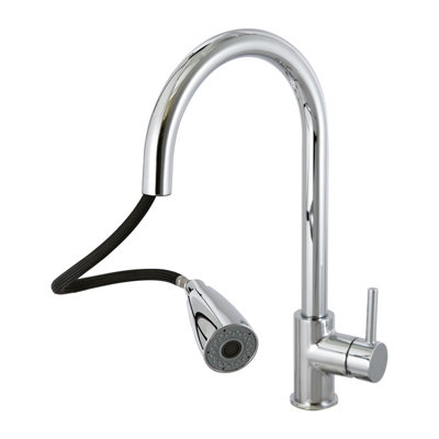 Bathwest Kitchen Mixer Taps with Pull Out Sprayer, Swivel Single Handle High Arc Pull Down Stainless Steel Sink Faucet