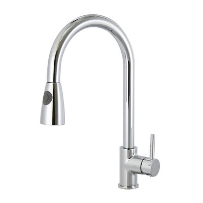 Bathwest Kitchen Mixer Taps with Pull Out Sprayer, Swivel Single Handle High Arc Pull Down Stainless Steel Sink Faucet