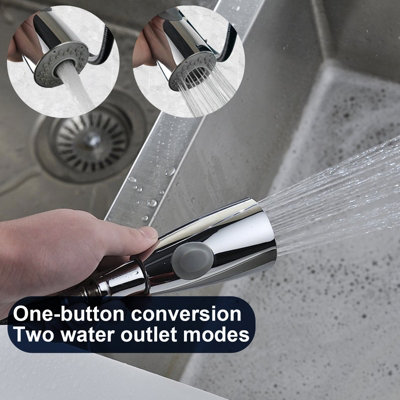 Bathwest Kitchen Mixer Taps with Pull Out Sprayer, Swivel Single Handle High Arc Pull Down Stainless Steel Sink Faucet