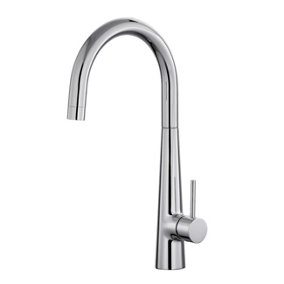 BATHWEST Kitchen Sink Basin Mixer Tap Monobloc Dual Lever Chrome Brass Swivel Spout