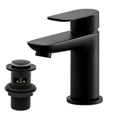 BATHWEST Matte Black Bathroom Basin Mixer Tap Mono Sink Mixer Taps Single Lever & Waste