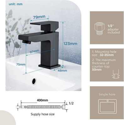 BATHWEST Matte Black Bathroom Basin Mixer Tap Sink Mixer Taps Black ...