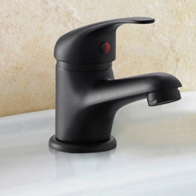 BATHWEST Matte Black Bathroom Mono Basin Sink Mixer Taps Single Lever Taps Mixer Black Faucet