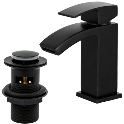 BATHWEST Matte Black Brass Single Lever Waterfall Clackroom Taps for ...