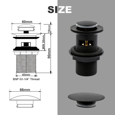 BATHWEST Matte Black Single Lever Faucet Bathroom Sink Taps Brass Solid Basin Mixer Tap with Waste
