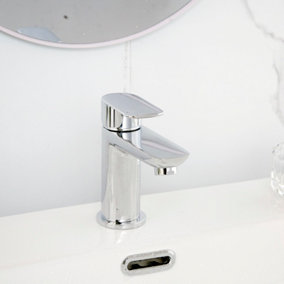 BATHWEST Mono Basin Sink Mixer Taps Chrome Bathroom Sink Taps Mixer Single Lever Modern Faucet