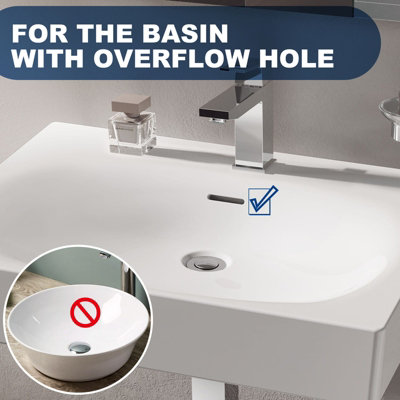 BATHWEST Pop Up Basin Waste Bathroom Sink Plug in Chrome Finish - Modern Sink Waste Kit with Overflows