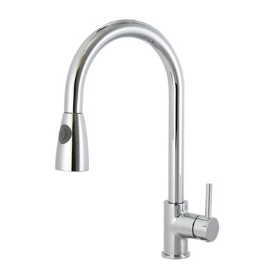 BATHWEST Pull Out Sprey Kitchen Sink Taps, BATHWEST Two Mode Sprey Brass Kitchen Taps, Swan Neck 360 Swivel Chromed Bar Taps