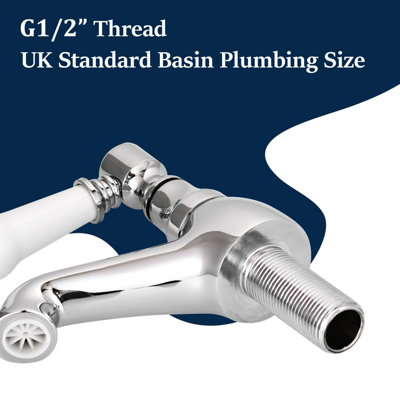 Deck Mount Victorian Basin Taps - Pair Of Basin Taps For Bathroom - View #9
