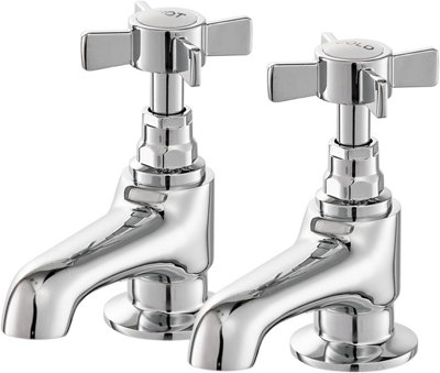 BATHWEST Traditional Pair of Bathroom Sink Taps Chrome Brass Victorian Basin Taps Pair Faucet