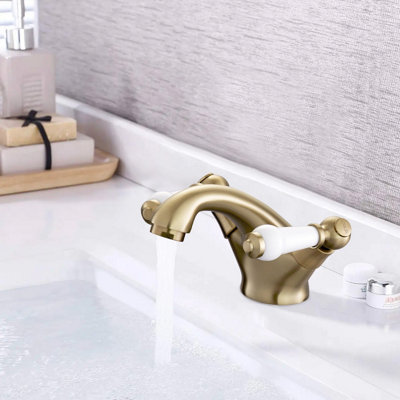 BATHWEST Traditional Victorian Basin Mixer Tap Vintage Brass Dual Lever Handle Faucet Price Comparisons | Compare The Build