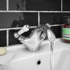 BATHWEST Traditional Victorian Bathroom Monobloc Basin Sink Mixer Taps  Twin Lever