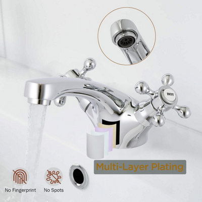 BATHWEST Traditional Victorian Style Bathroom Basin Sink Mixer Taps   Bathwest Traditional Victorian Style Bathroom Basin Sink Mixer Taps Twin Cross~0767700869596 01c MP