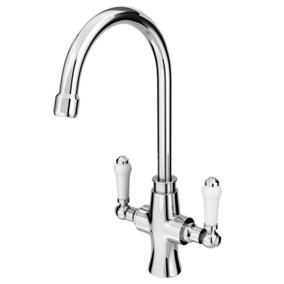 BATHWEST Victoria Kitchen Sink Taps Chrome Brass Faucet Lever Kitchen Mixer Taps  Ceramic Deco Handle 360 Swivel Neck
