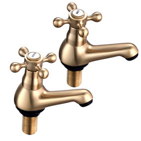 BATHWEST Victorian Pair of Basin Taps Bathroom Sink Taps Mixers Brass Cross Lever Wash