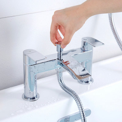 BATHWEST Waterfall Bathroom Water Filter Mixer Tub Tap Chrome with Handheld Shower Head