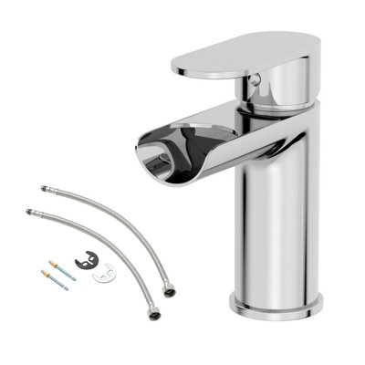 BATHWEST Waterfall Chrome Bathroom Basin Sink Mixer Taps Mono Mixer