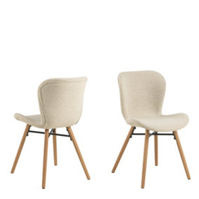 Batilda Dining Chairs with Cream Fabric and Oak Set of 2