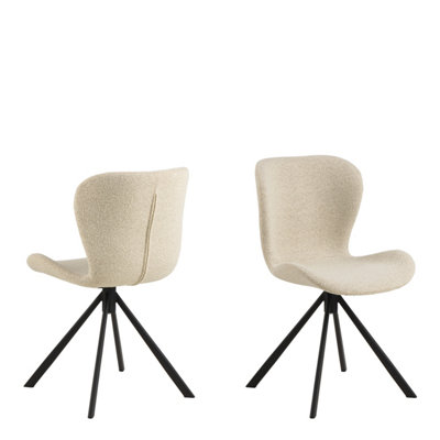 Batilda Swivel Dining chairs in Cream Fabic Set of 2