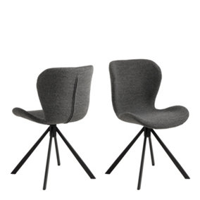Batilda Swivel Dining chairs in Grey Fabic Set of 2