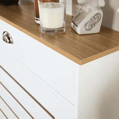 Batley White & Sonoma Oak Small Radiator Cover with Single Storage Drawer