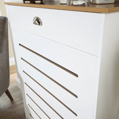 Batley White & Sonoma Oak Small Radiator Cover with Single Storage Drawer