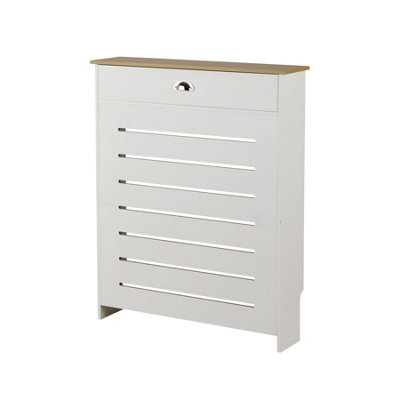 Batley White & Sonoma Oak Small Radiator Cover with Single Storage Drawer