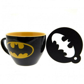 Batman Bat Signal Mug And Stencil Set Black/Yellow (One Size)
