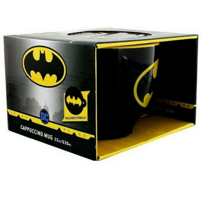 Batman Bat Signal Mug And Stencil Set Black/Yellow (One Size)