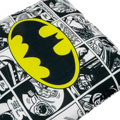 Batman Logo Polyester Comic Cushion Black/White/Yellow (One Size)