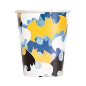 Batman Paper Disposable Cup (Pack of 8) Black/Yellow/Blue (One Size)