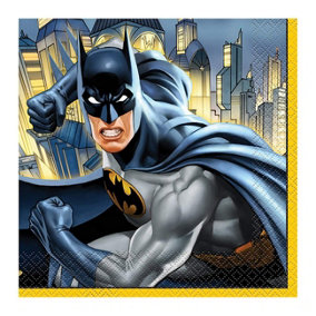 Batman Paper Napkins (Pack of 16) Grey/Yellow (One Size)