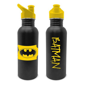 Batman Torn Water Bottle Black/Yellow (One Size)