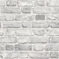 Battersea Brick Wall Effect Wallpaper In Grey