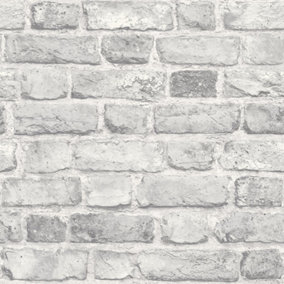 Battersea Brick Wall Effect Wallpaper In Grey