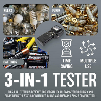 Battery Bulb Fuse Tester 3 In 1 House Portable Handheld Checker 9v Button Cell Testing Hand Tool Test & Detection Universal