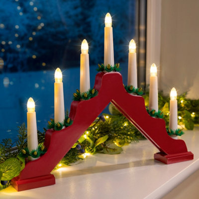 Battery Christmas Candle Bridge Christow (Red) DIY at B&Q