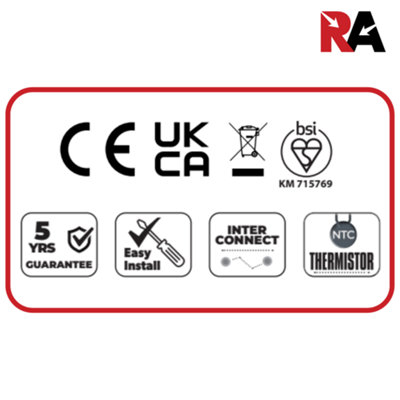 Battery Heat Alarm - Radio Frequency Interconnect with Built in 10 Year Battery