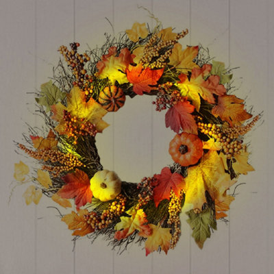 Battery LED Wreath for Front Home Door Wreath 60cm