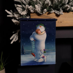 Battery Operated 45cm x 37cm Light up The Snowman and Billy Hugging Scene Hanging Christmas Wall Art