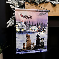 Battery Operated 47cm x 37cm Light up Animals and Santa Hanging Christmas Wall Art