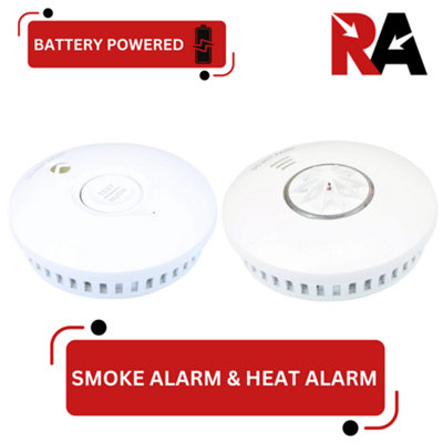 Battery Operated Smoke Detector and Heat Alarm Home Fire Safety Kit