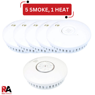Battery Operated Smoke Detectors & Heat Alarm Radio Frequency Interconnect: 5 Smoke / 1 Heat Price Comparisons | Compare The Build