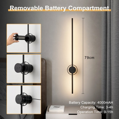 Battery Operated Wall Light, USB Rechargeable Wall Lamp with Remote & Touch Control - 2 Pack