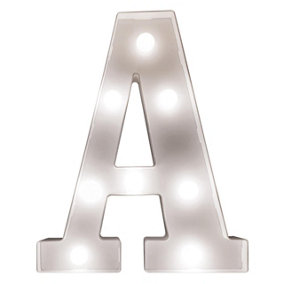Battery Powered 3D Letter A LED Light - Freestanding or Wall Mounted Alphabet Lighting Home or Party Decoration - H22 x W14 x D3cm