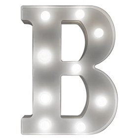 Battery Powered 3D Letter B LED Light - Freestanding or Wall Mounted Alphabet Lighting Home or Party Decoration - H22 x W14 x D3cm