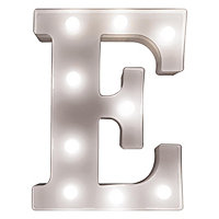 Battery Powered 3D Letter E LED Light - Freestanding or Wall Mounted Alphabet Lighting Home or Party Decoration - H22 x W14 x D3cm